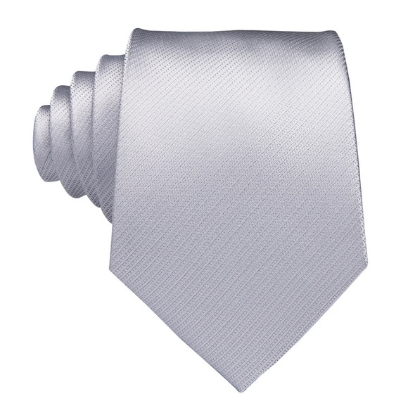 Hi-Tie Mens Grey Silver Tie Set with Pocket Square & Cufflinks - Picture 4 of 8